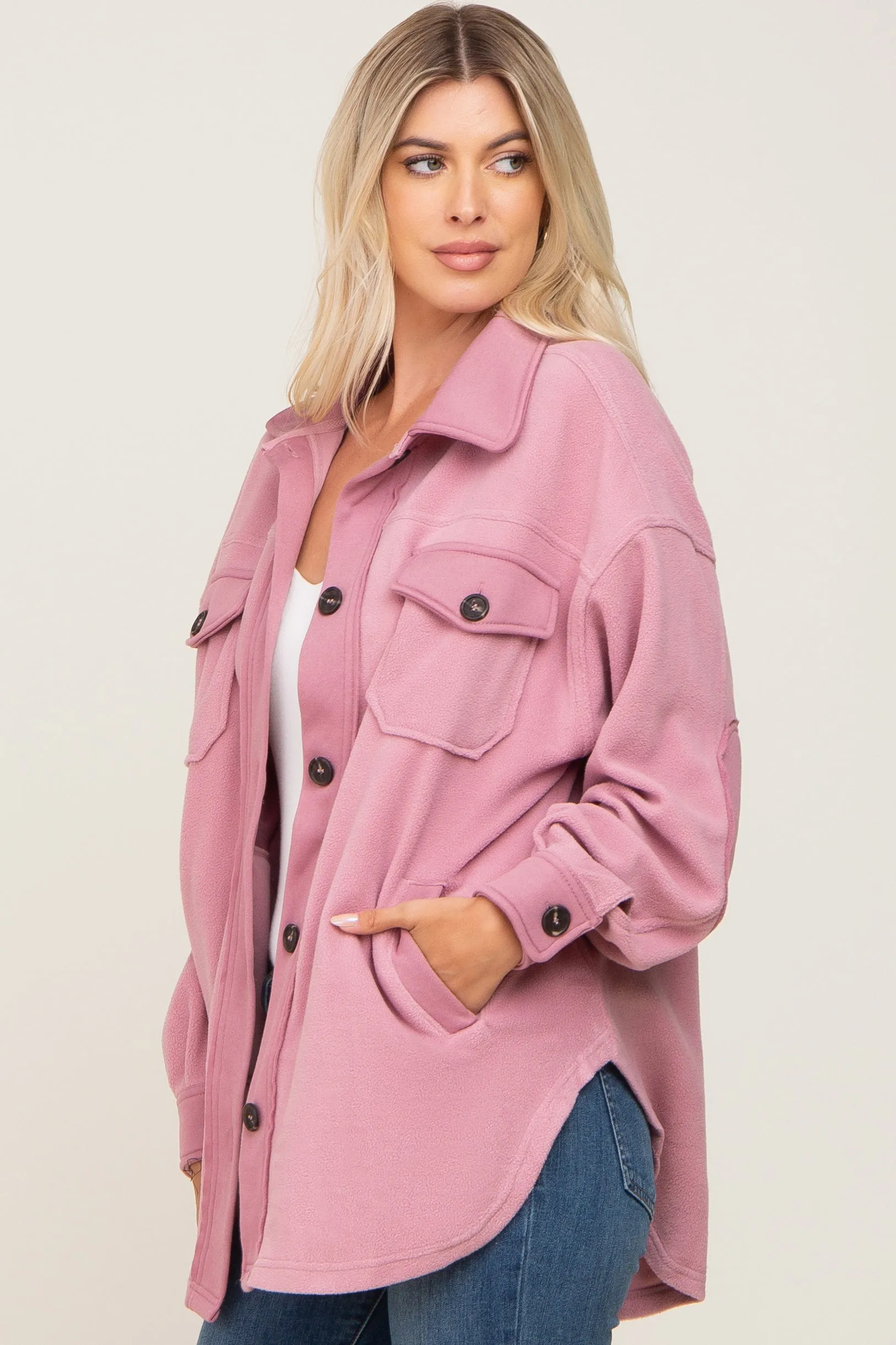 Mauve Fleece Lightweight Coat sold by Pinkblush product image thumbnail 2