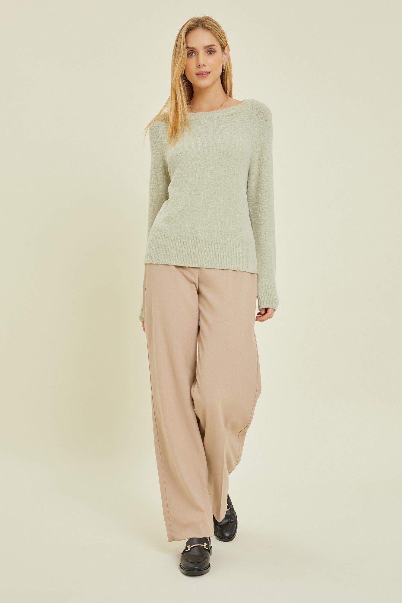 Sage Soft Knit Long Sleeve Top sold by Pinkblush