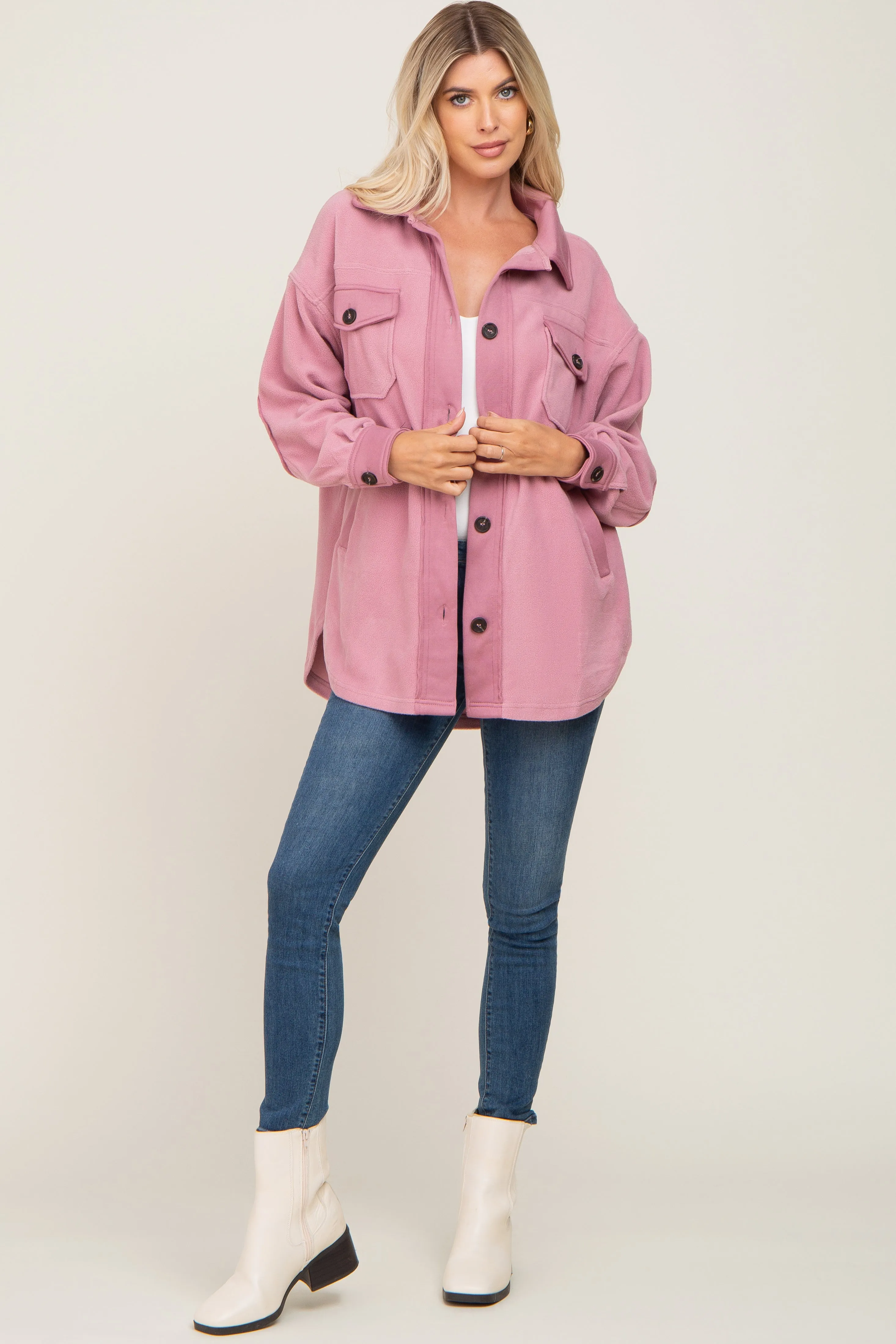 Mauve Fleece Lightweight Coat sold by Pinkblush product image thumbnail 4