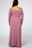 Mauve Solid Off Shoulder Plus Maternity Maxi Dress sold by Pinkblush