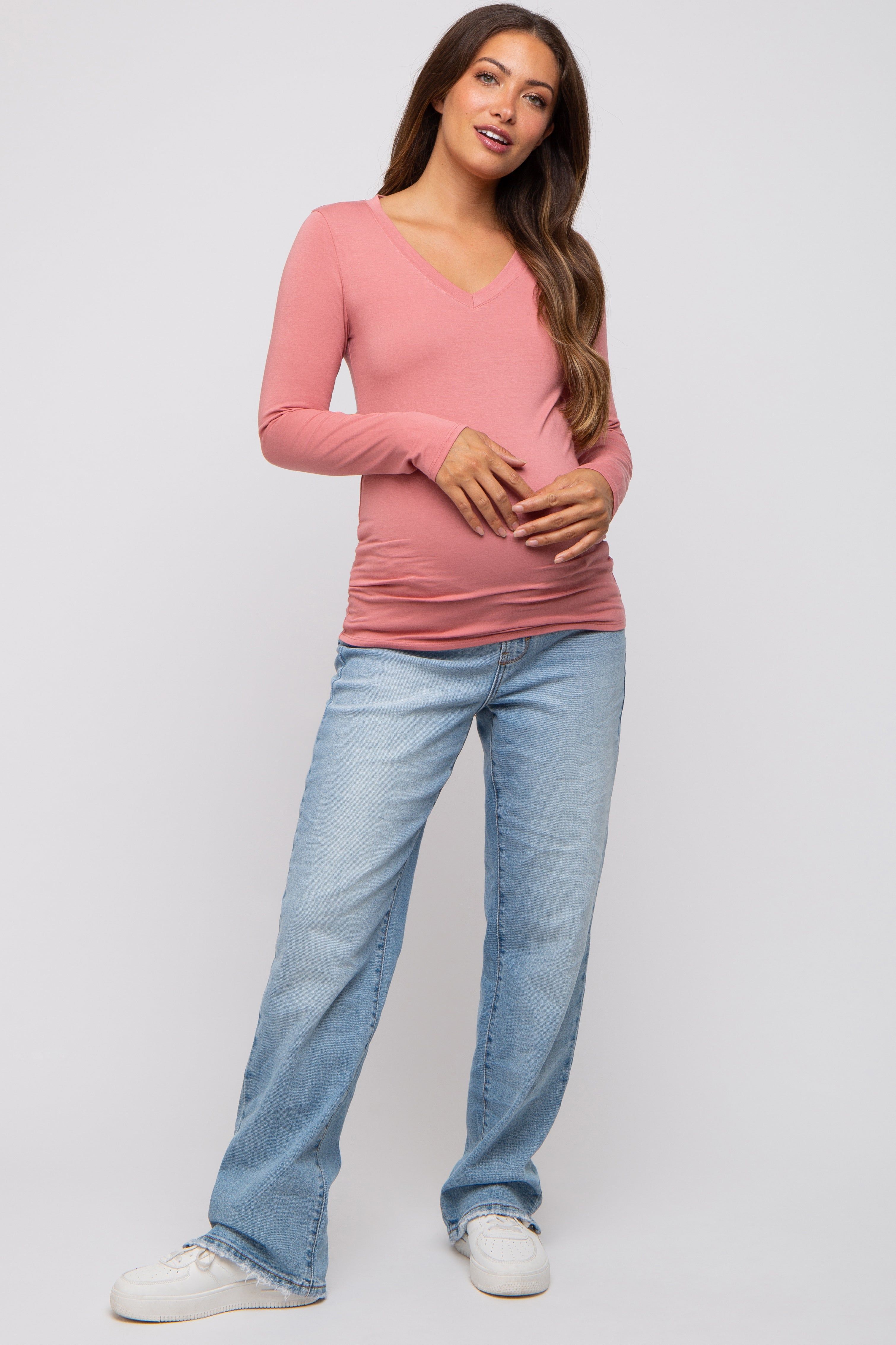 Pink Fitted Long Sleeve Maternity Top sold by Pinkblush product image thumbnail 4