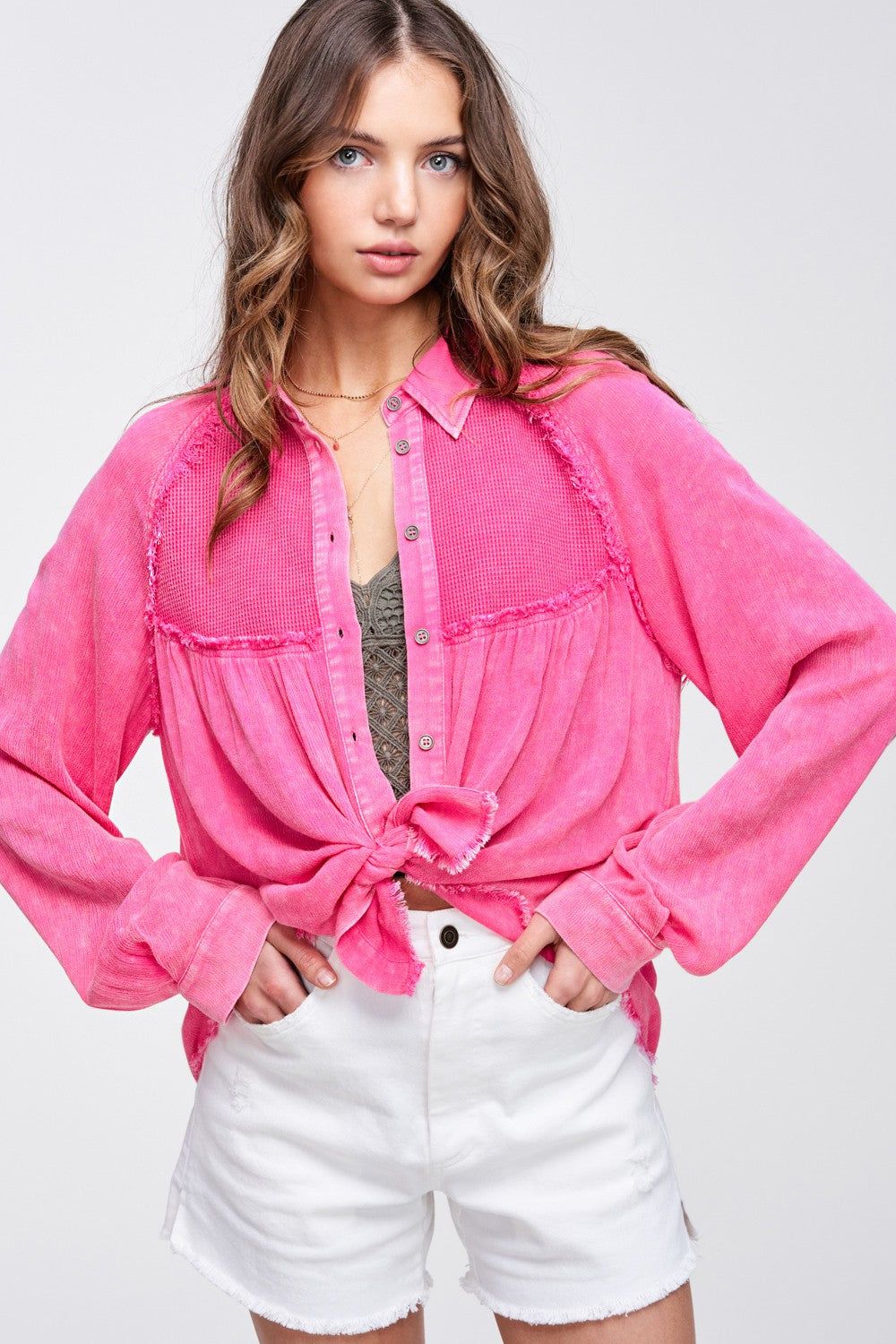 Pink Button Up Shirt sold by Pinkblush