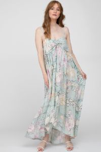 Light Blue Floral Front Tie Empire Maternity Maxi Dress sold by Pinkblush