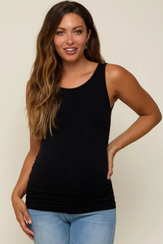 Black Basic Seamless Maternity Tank sold by Pinkblush