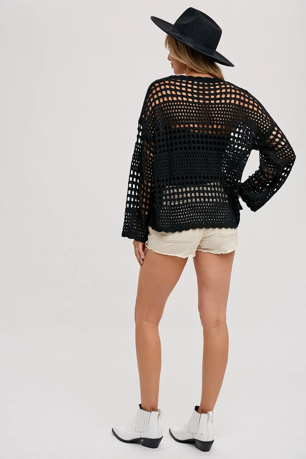 Black Open-Knit Sweater Pullover sold by Pinkblush product image thumbnail 5