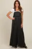 Charcoal Crochet Lace Trim Maternity Overalls sold by Pinkblush