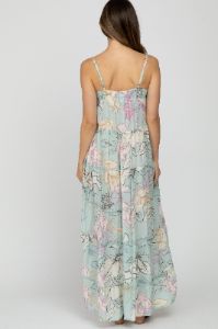 Light Blue Floral Front Tie Empire Maternity Maxi Dress sold by Pinkblush