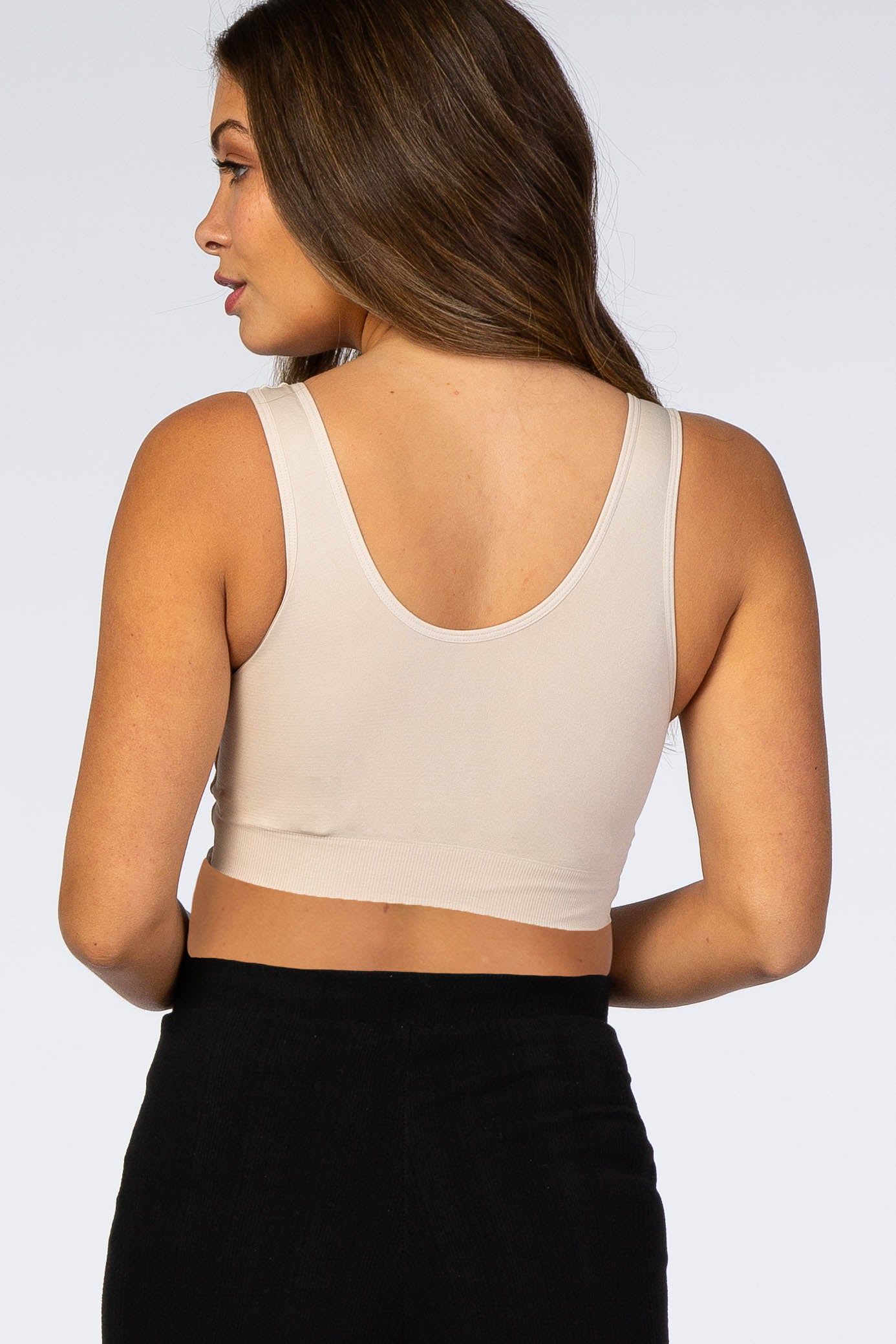 Beige Seamless Wrap Front Maternity/Nursing Bra sold by Pinkblush product image thumbnail 2