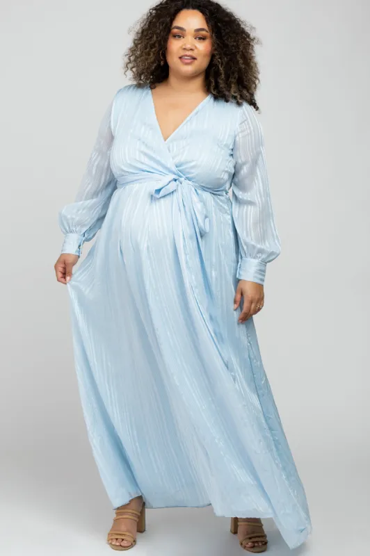 Light Blue Sparkle Chiffon Plus Maternity Maxi Dress sold by Pinkblush
