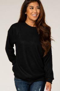 Black Fuzzy Knit Maternity Sweater sold by Pinkblush