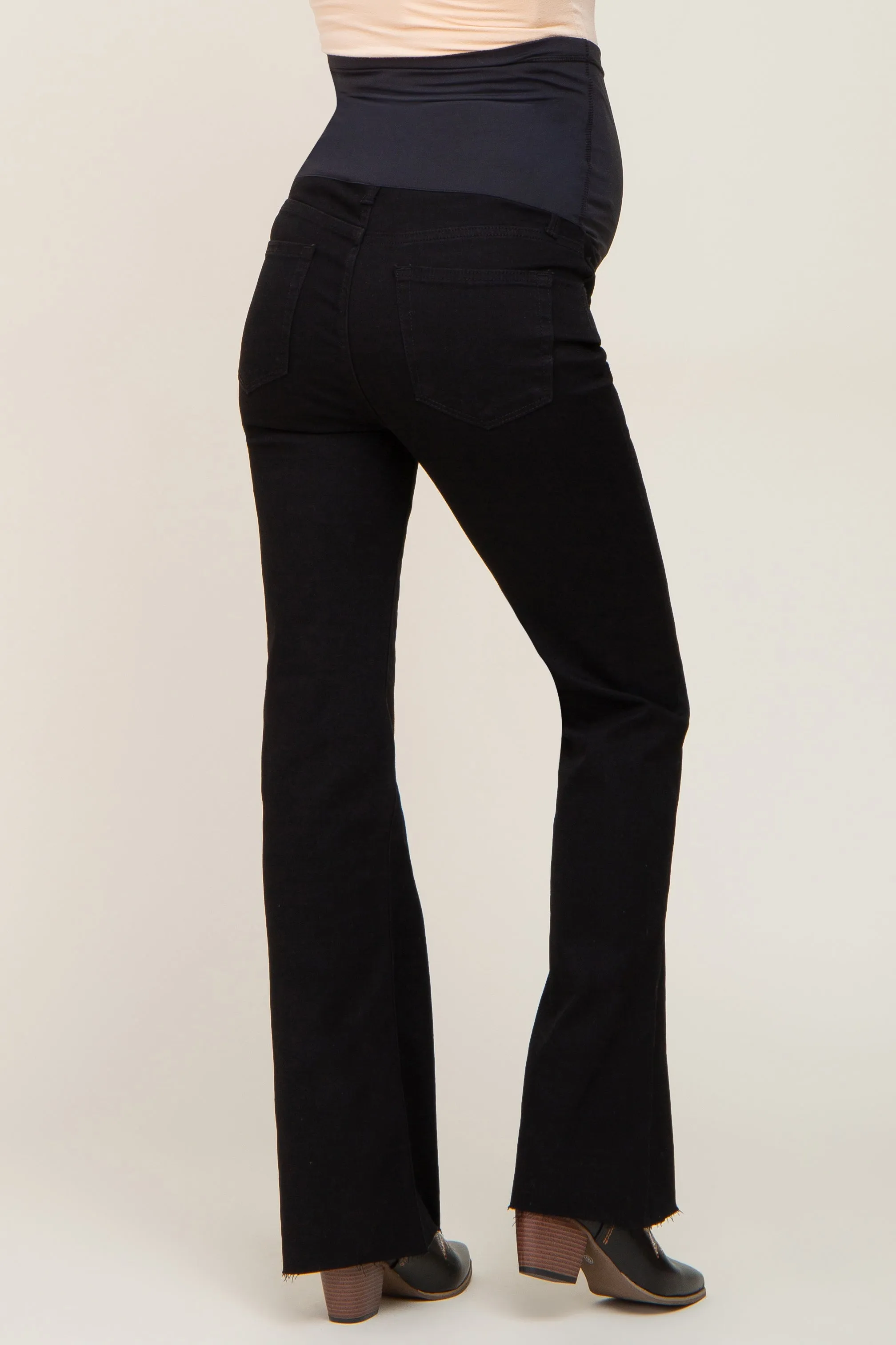 Black Flare Leg Raw Hem Maternity Jeans sold by Pinkblush product image thumbnail 4
