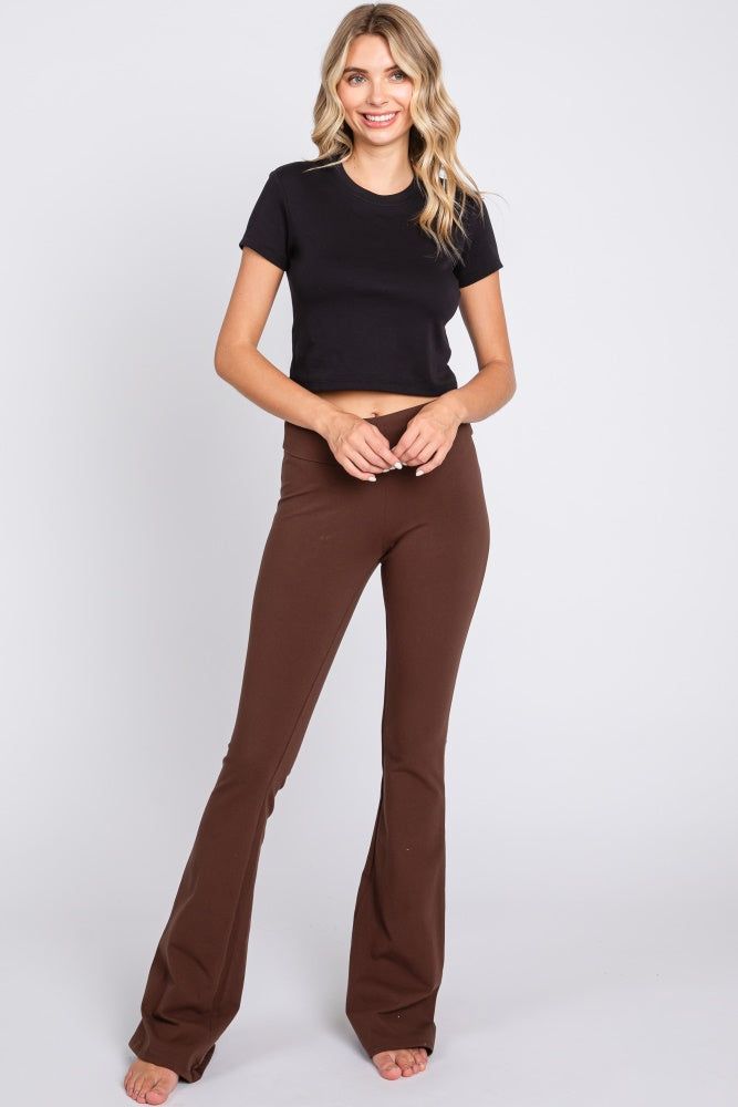 Brown Flared Leggings sold by Pinkblush