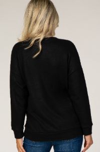 Black Fuzzy Knit Maternity Sweater sold by Pinkblush