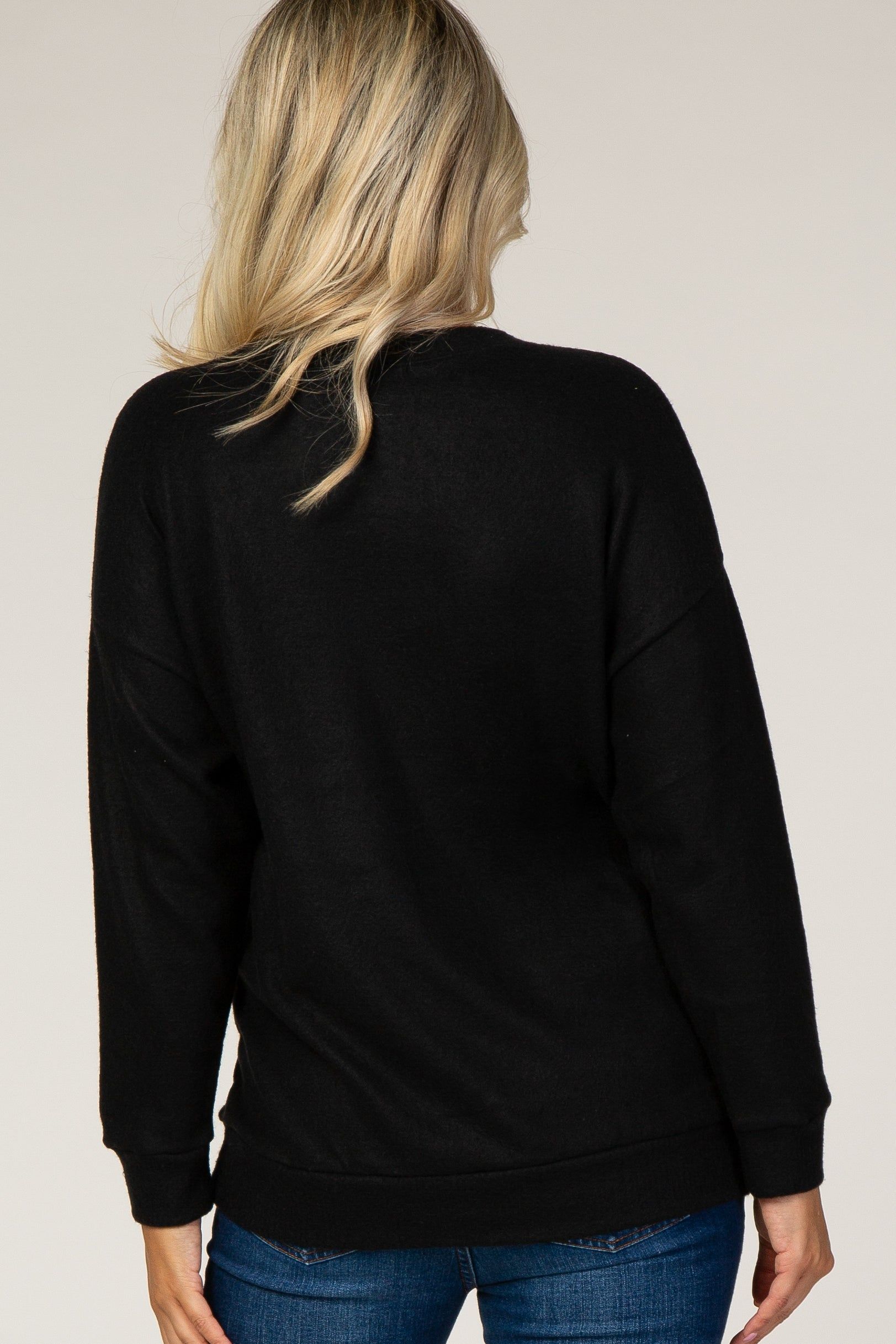 Black Fuzzy Knit Maternity Sweater sold by Pinkblush product image thumbnail 4