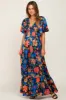 Black Floral Flounce Sleeve Maternity Maxi Dress sold by Pinkblush