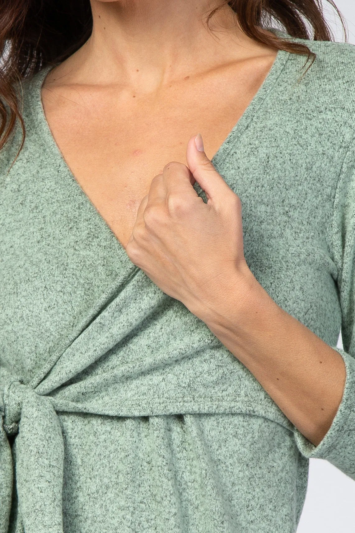 Mint Brushed Knit Wrap Fitted Nursing Dress sold by Pinkblush product image thumbnail 4