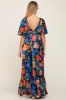Black Floral Flounce Sleeve Maternity Maxi Dress sold by Pinkblush
