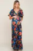 Black Floral Flounce Sleeve Maternity Maxi Dress sold by Pinkblush