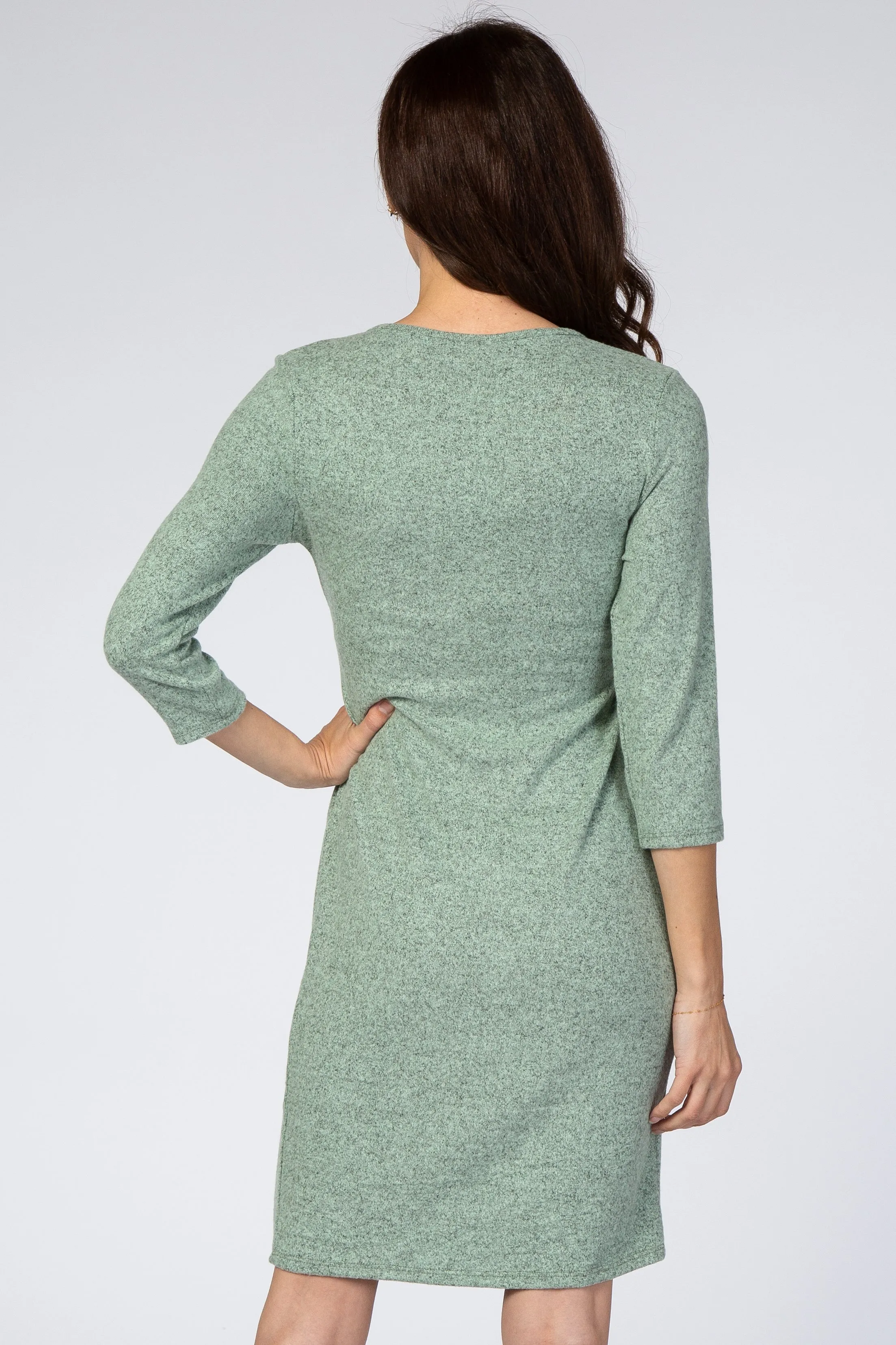 Mint Brushed Knit Wrap Fitted Nursing Dress sold by Pinkblush product image thumbnail 3