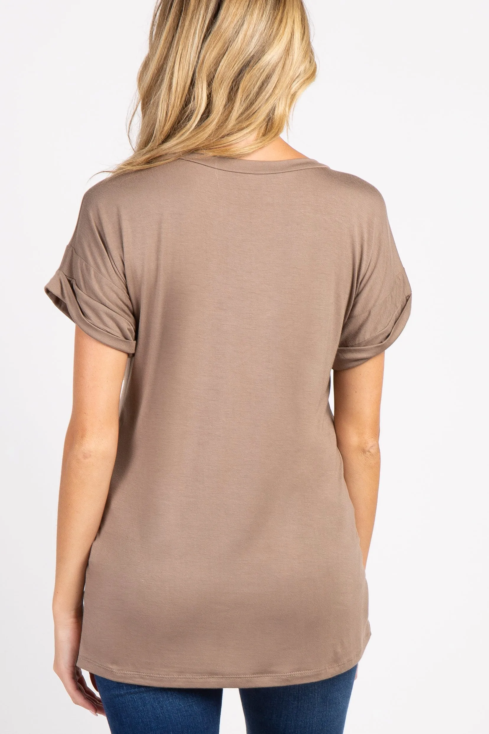 Taupe Solid Pocket Maternity Top sold by Pinkblush product image thumbnail 3