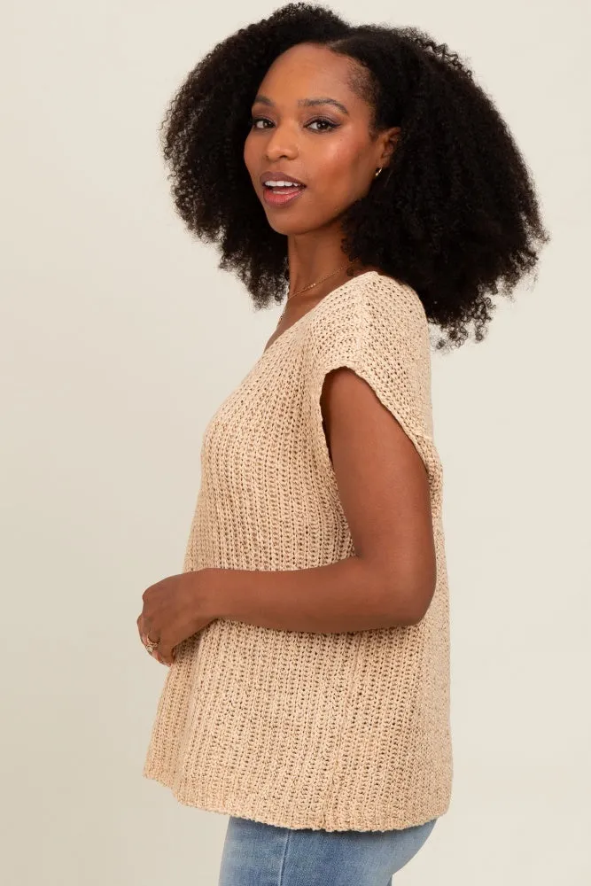 Beige Sleeveless Chunky Knit Top sold by Pinkblush product image thumbnail 3
