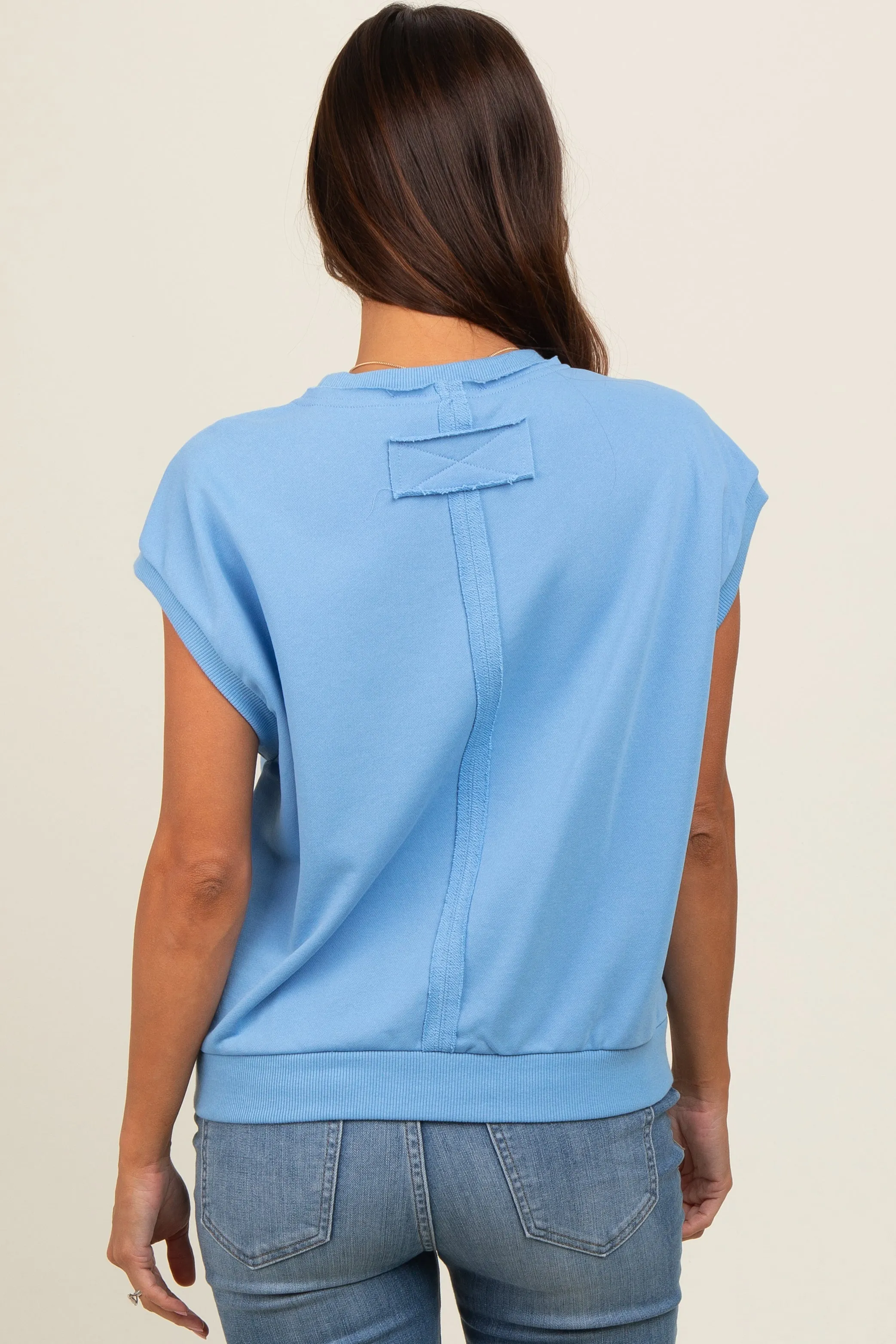 Light Blue Terry Raw Trim Maternity Top sold by Pinkblush product image thumbnail 2