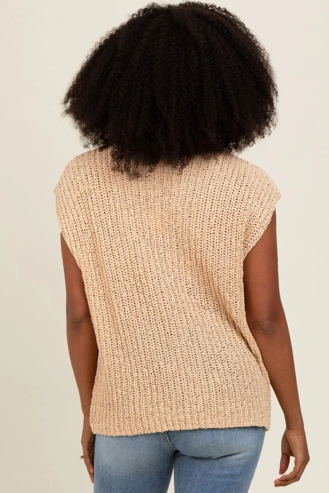 Beige Sleeveless Chunky Knit Top sold by Pinkblush product image thumbnail 4