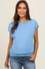 Light Blue Terry Raw Trim Maternity Top sold by Pinkblush