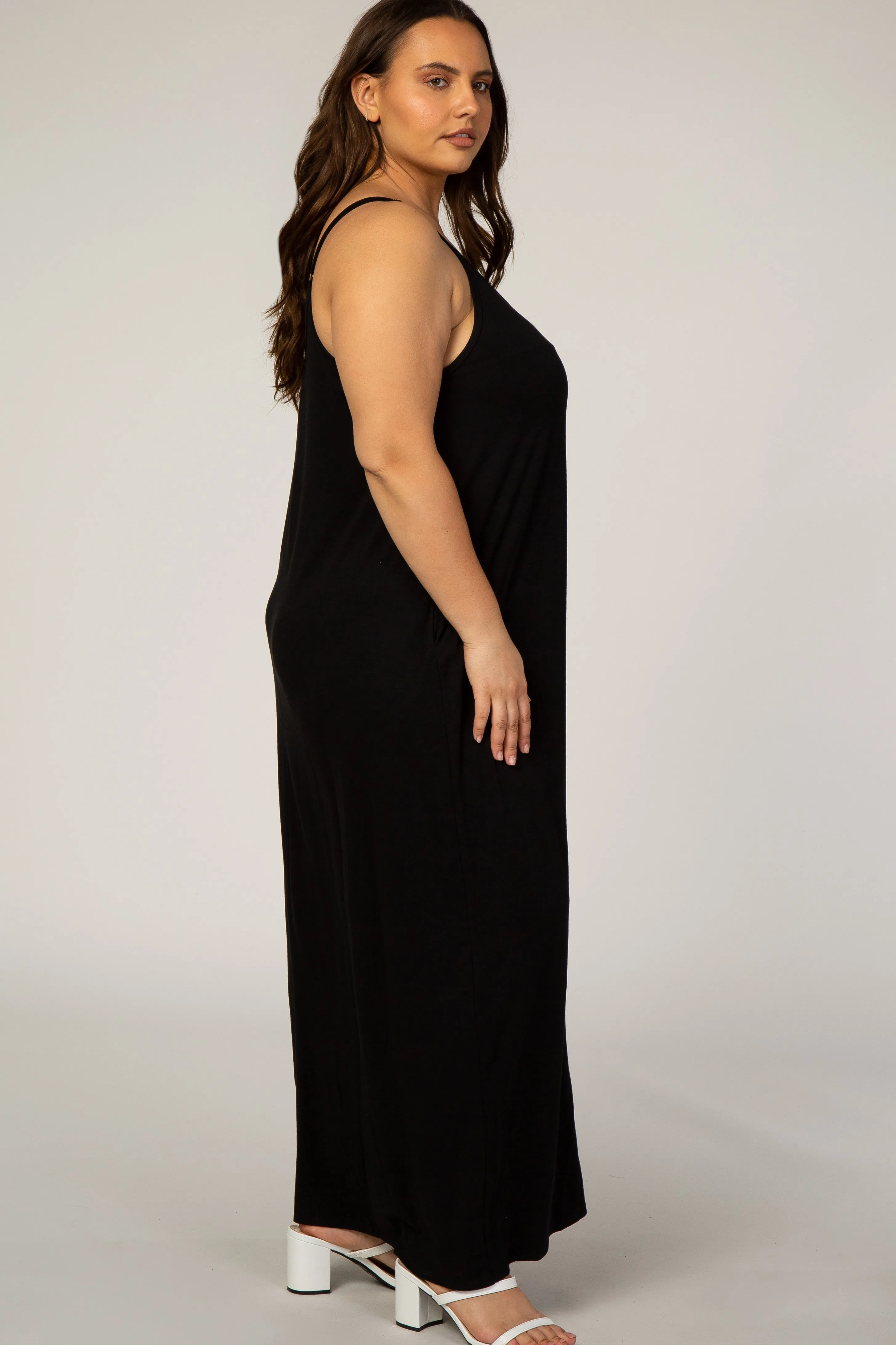 Black Cami Strap Plus Maxi Dress sold by Pinkblush product image thumbnail 2