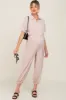 Beige Button Up Maternity Jumpsuit sold by Pinkblush