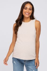 Beige Heather Basic Maternity Tank Top sold by Pinkblush