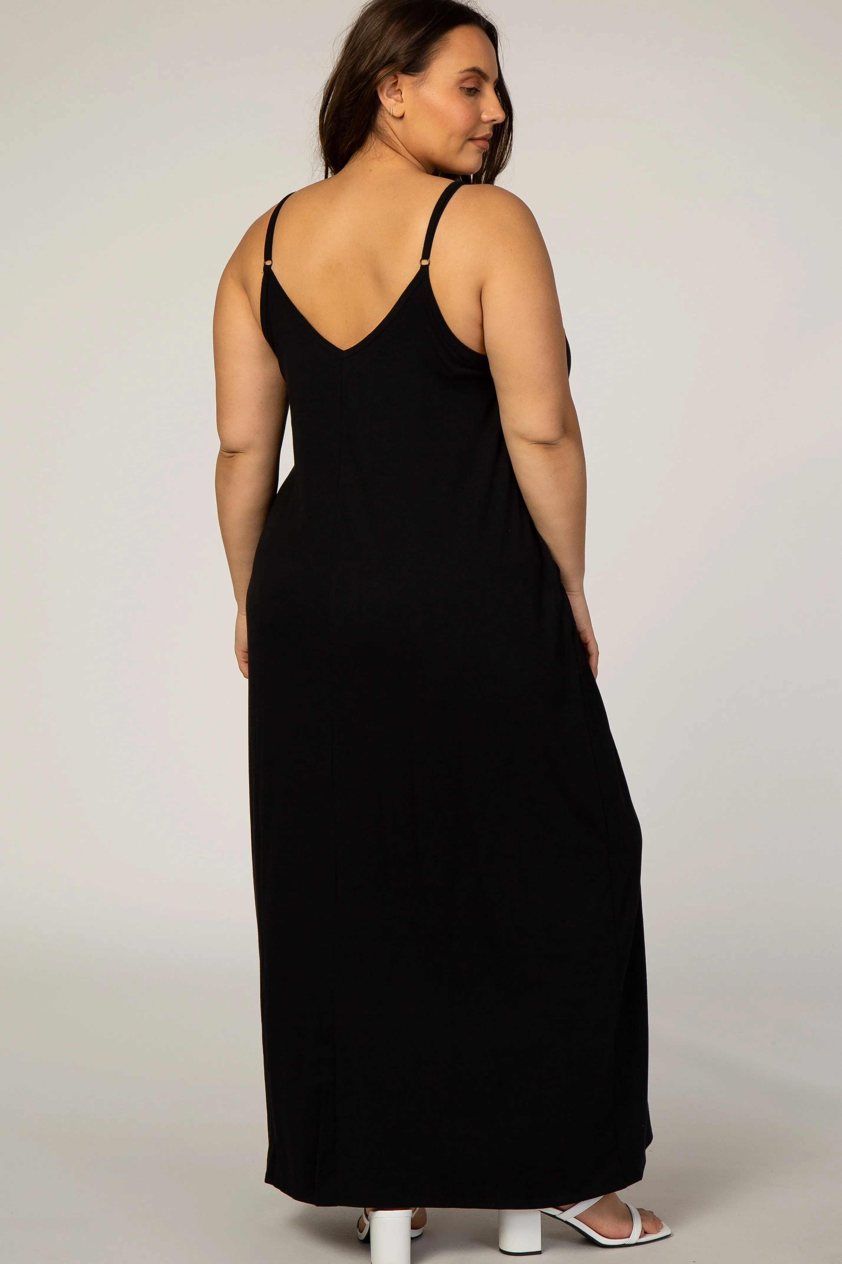 Black Cami Strap Plus Maxi Dress sold by Pinkblush product image thumbnail 3