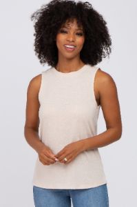 Beige Heather Basic Maternity Tank Top sold by Pinkblush