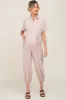 Beige Button Up Maternity Jumpsuit sold by Pinkblush