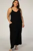 Black Cami Strap Plus Maxi Dress sold by Pinkblush