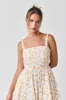 Orange Floral Textured Dot Square Neck Midi Dress sold by Pinkblush