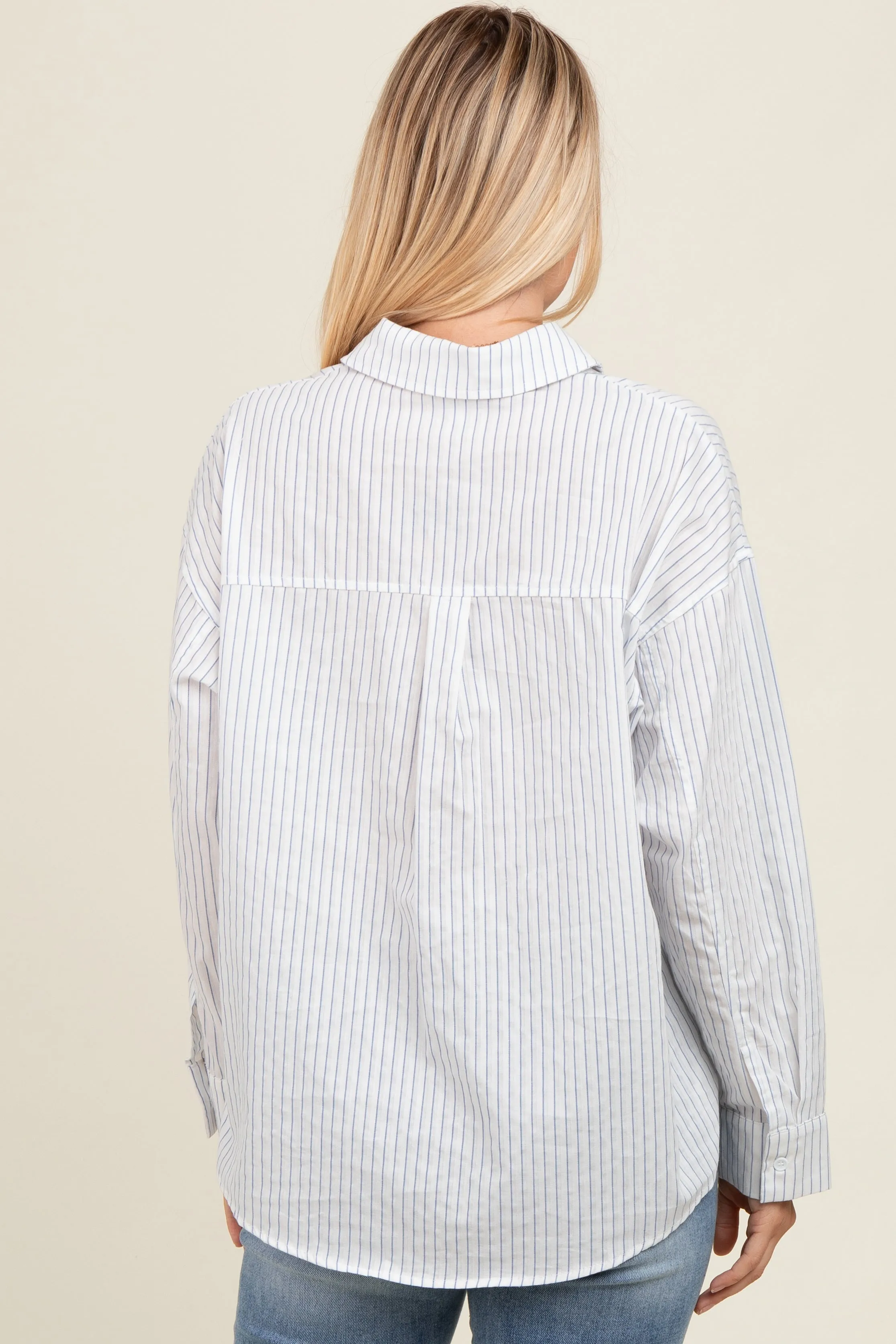 White Striped Button Down Top sold by Pinkblush product image thumbnail 3
