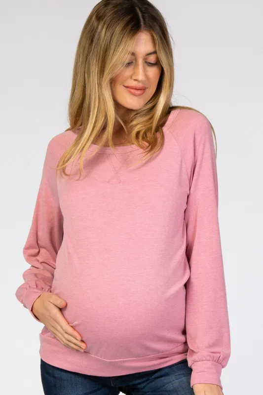 Faded Pink Soft Long Sleeve Maternity Top sold by Pinkblush