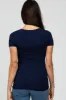 Navy Blue V-Neck Ruched Side Top sold by Pinkblush