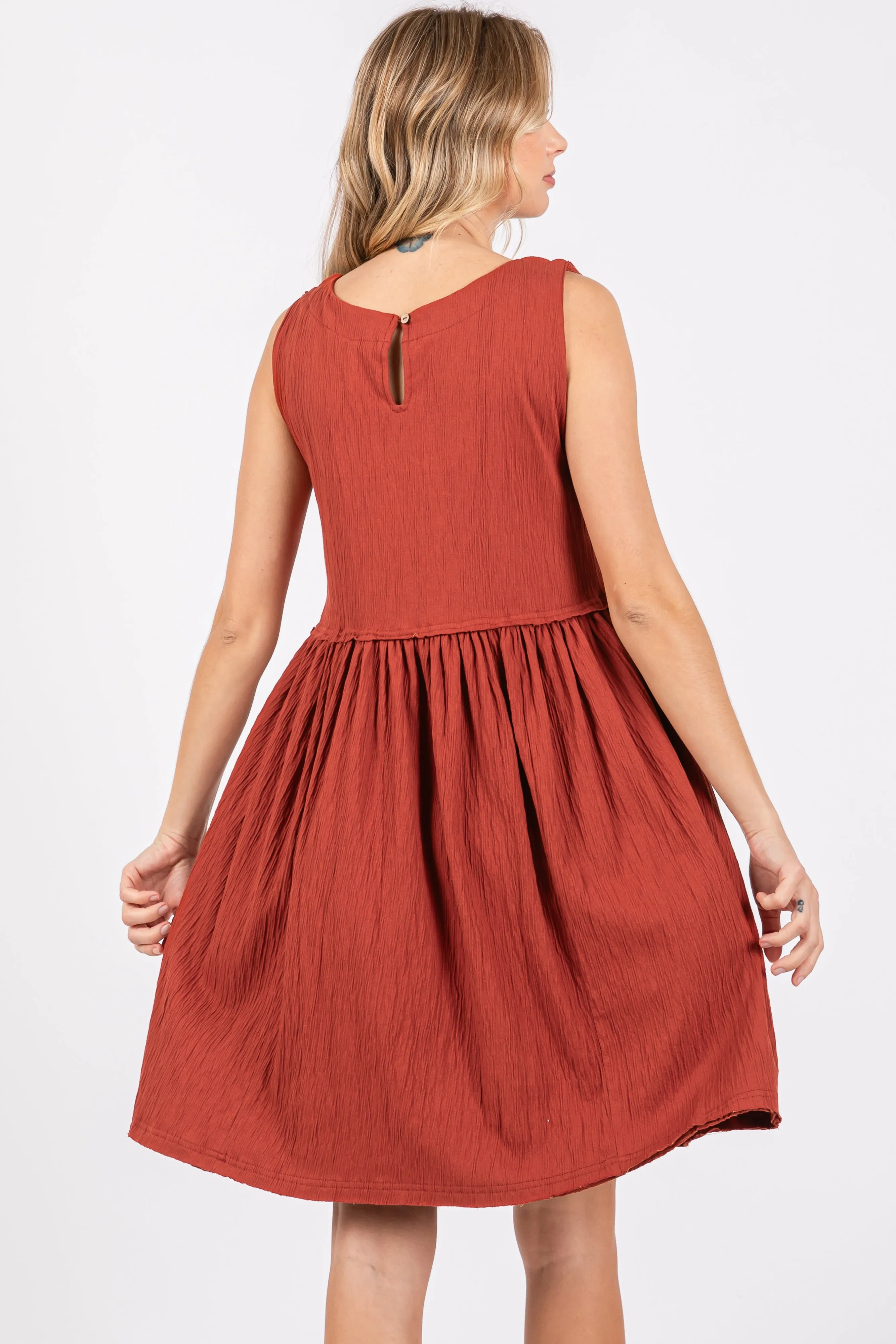 Rust Sleeveless Textured Dress sold by Pinkblush product image thumbnail 3
