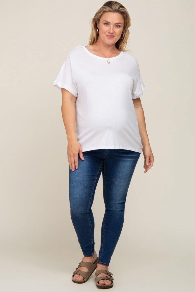 White Short Sleeve Plus Maternity Top sold by Pinkblush product image thumbnail 4