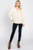 Cream Tie Front Long Sleeve Blouse sold by Pinkblush