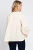 Cream Tie Front Long Sleeve Blouse sold by Pinkblush