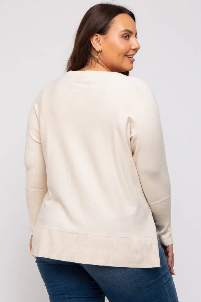 Cream Knit Long Dolman Sleeve Plus Top sold by Pinkblush product image thumbnail 4