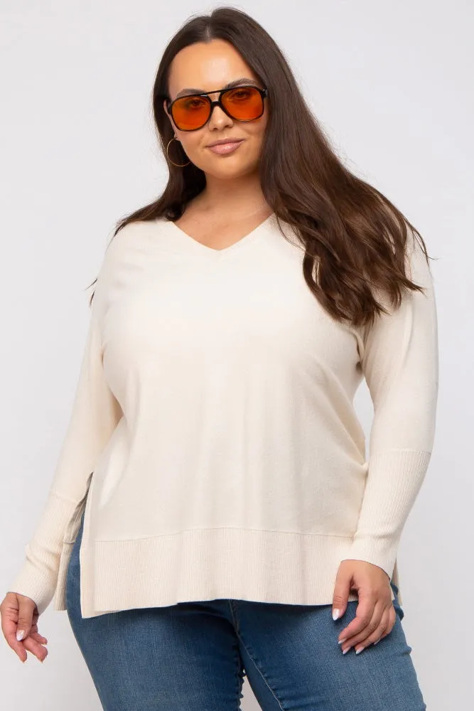 Cream Knit Long Dolman Sleeve Plus Top sold by Pinkblush product image thumbnail 2