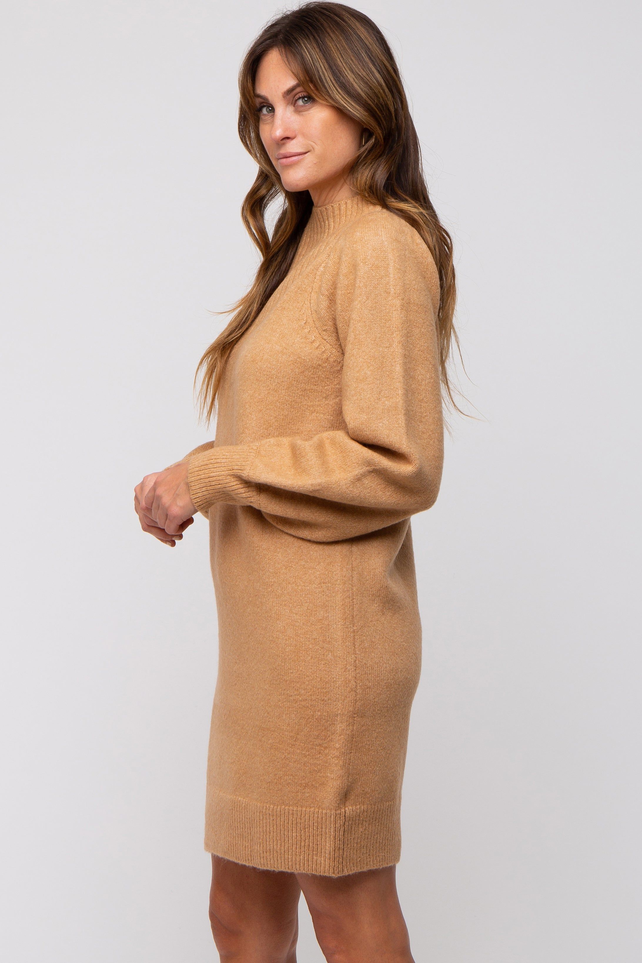 Camel Chunky Knit Sweater Dress sold by Pinkblush product image thumbnail 2