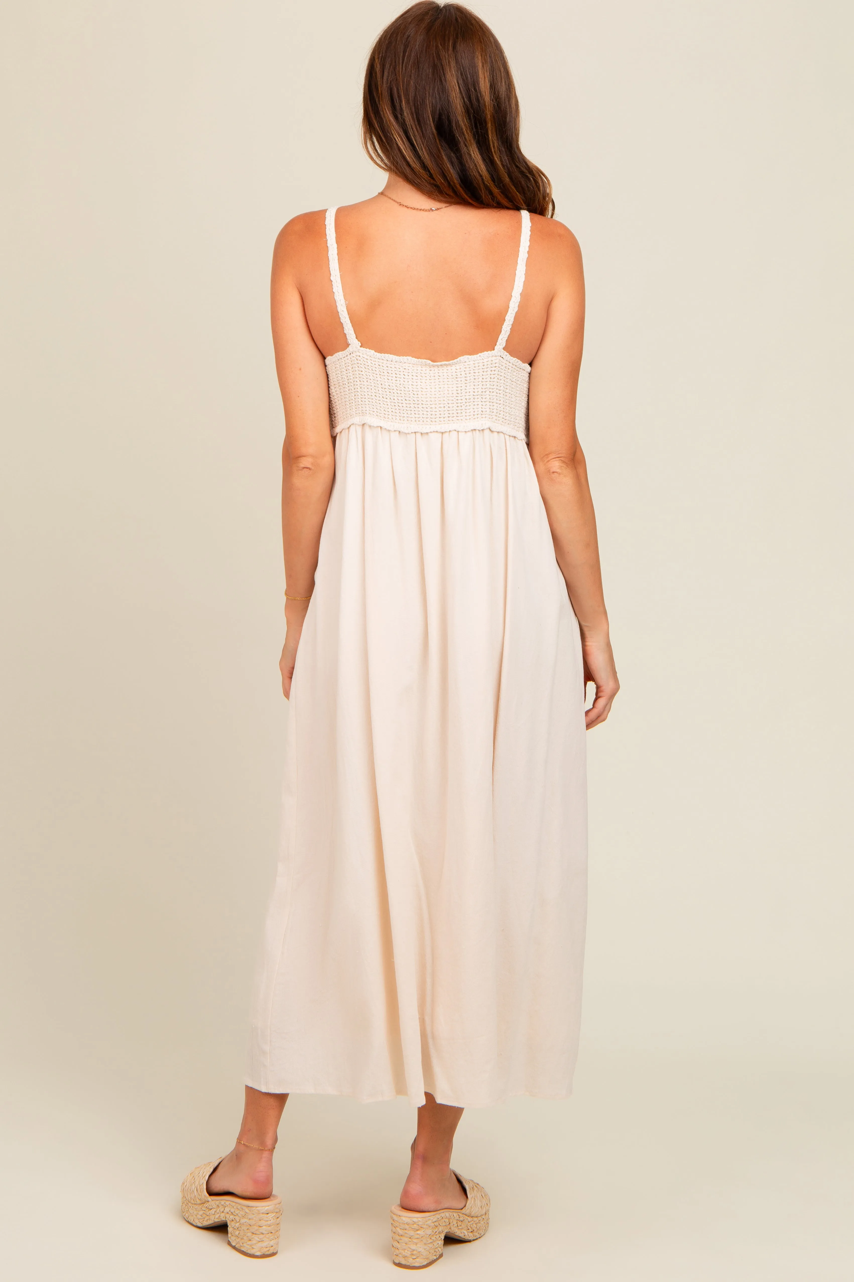 Cream V-Neck Crochet Top Midi Dress sold by Pinkblush product image thumbnail 5