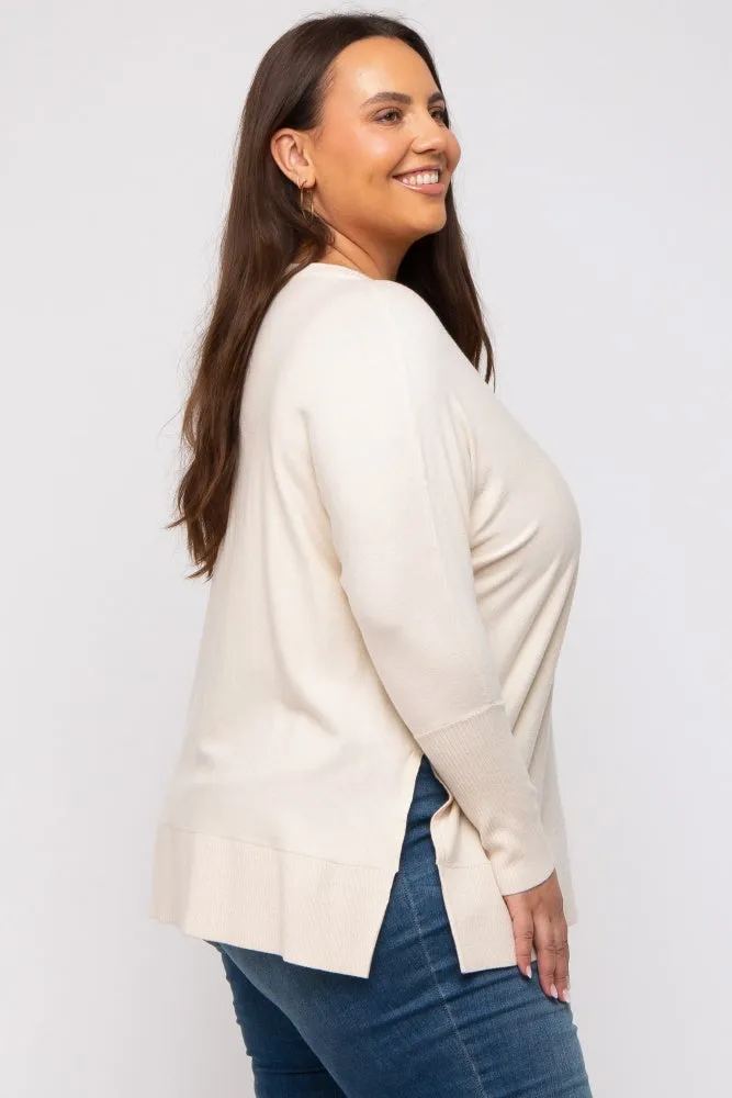 Cream Knit Long Dolman Sleeve Plus Top sold by Pinkblush product image thumbnail 3