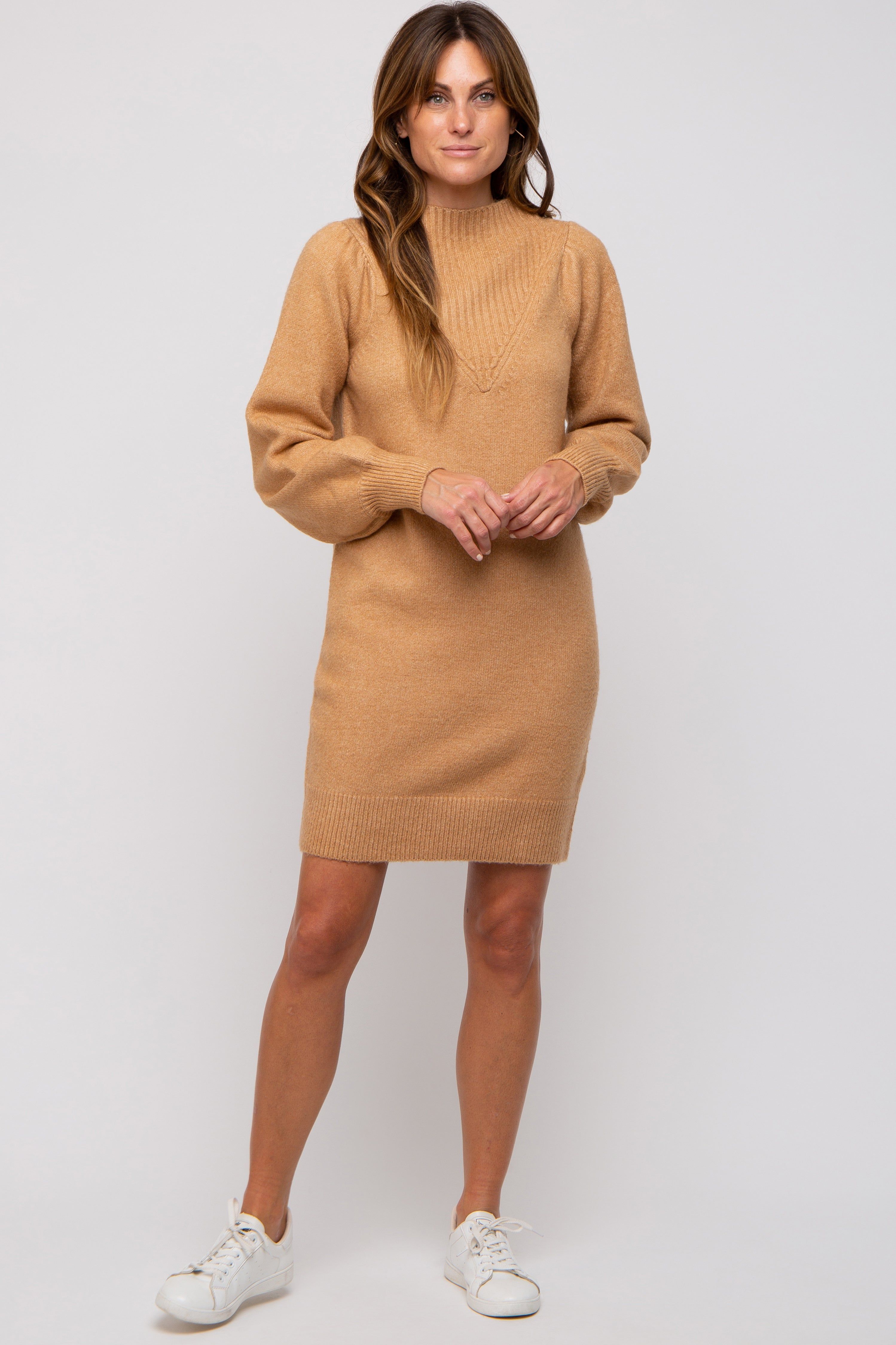 Camel Chunky Knit Sweater Dress sold by Pinkblush product image thumbnail 6