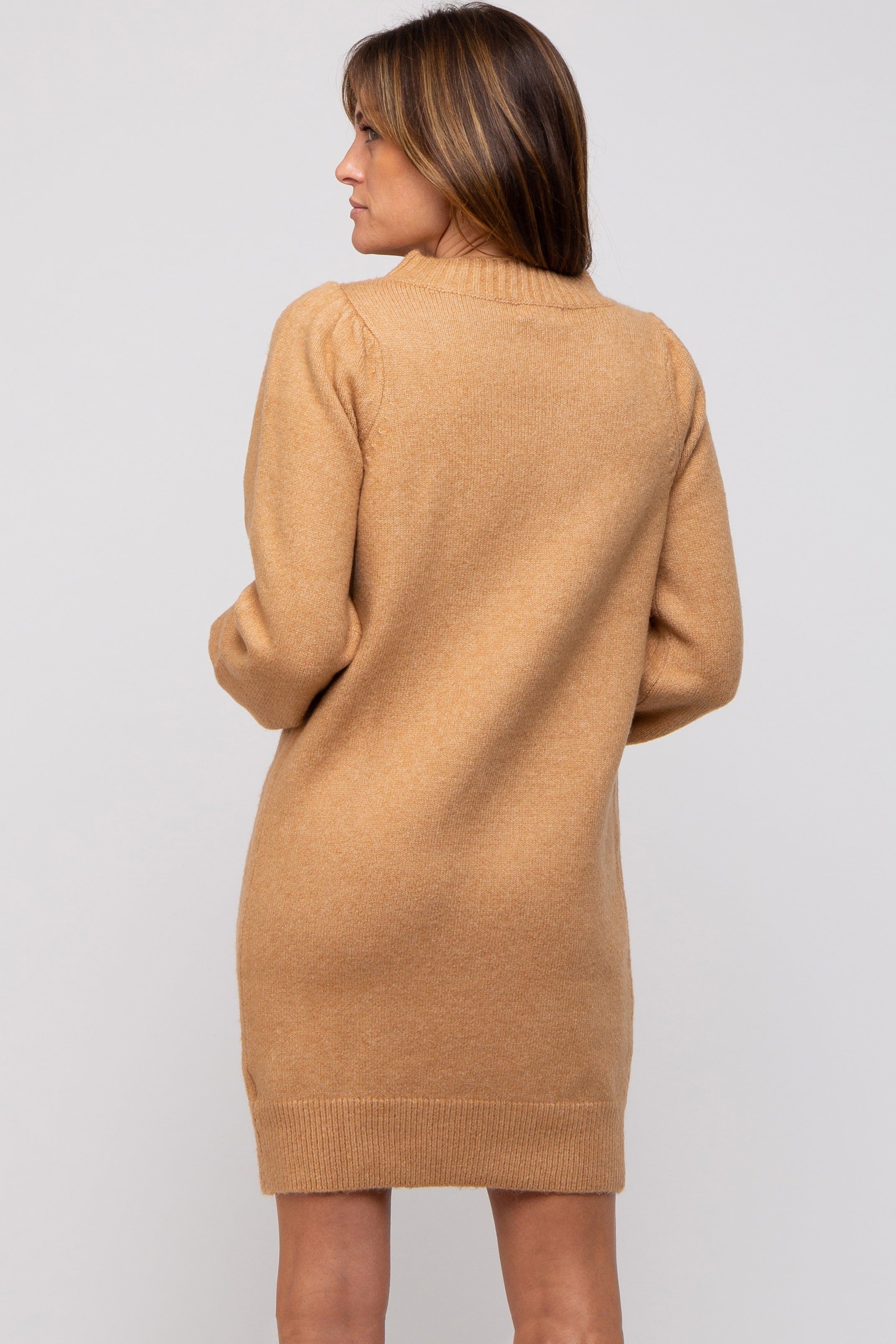 Camel Chunky Knit Sweater Dress sold by Pinkblush product image thumbnail 3